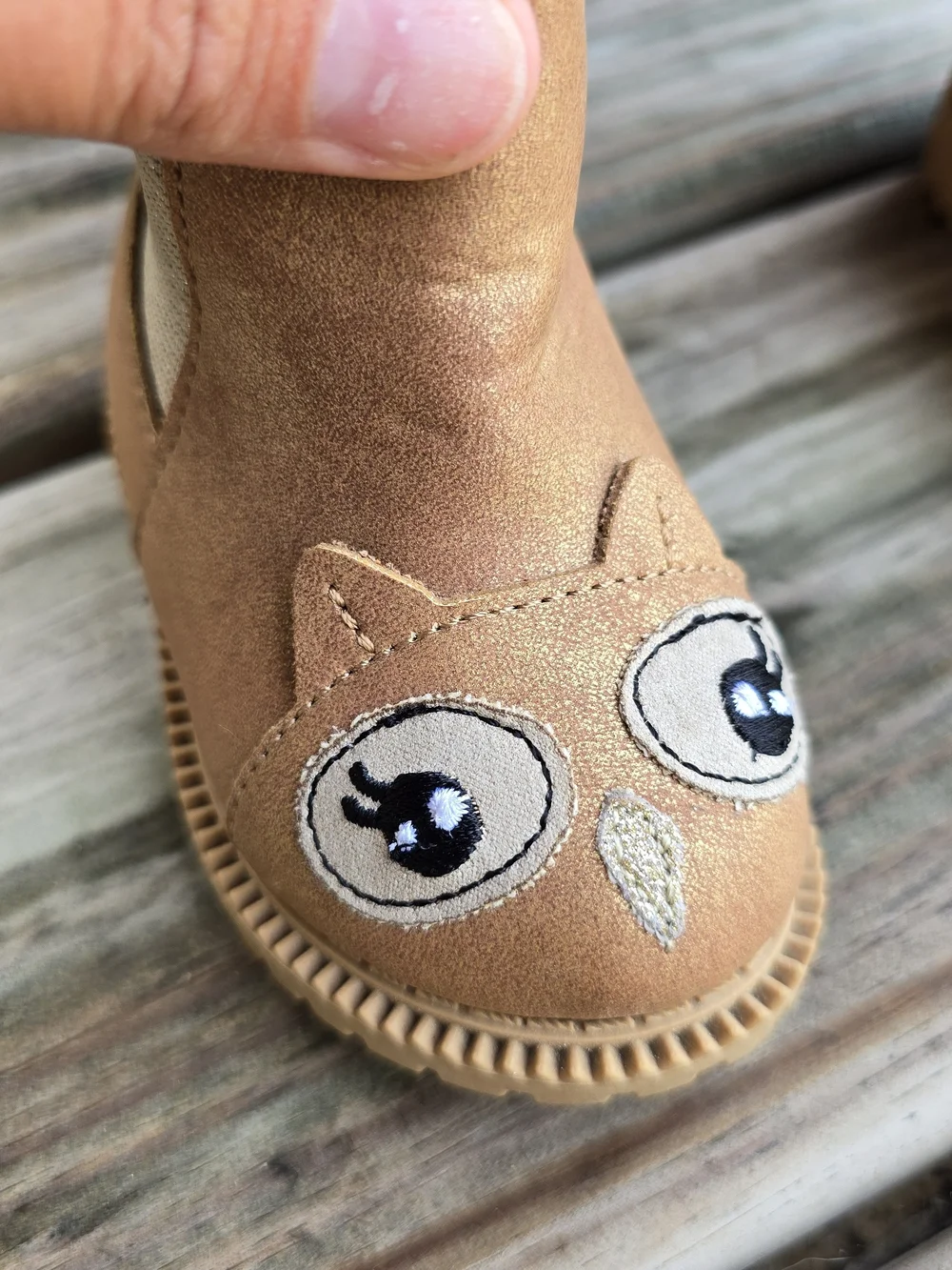 wonder nation Tan Owl Zip Boots for Kids